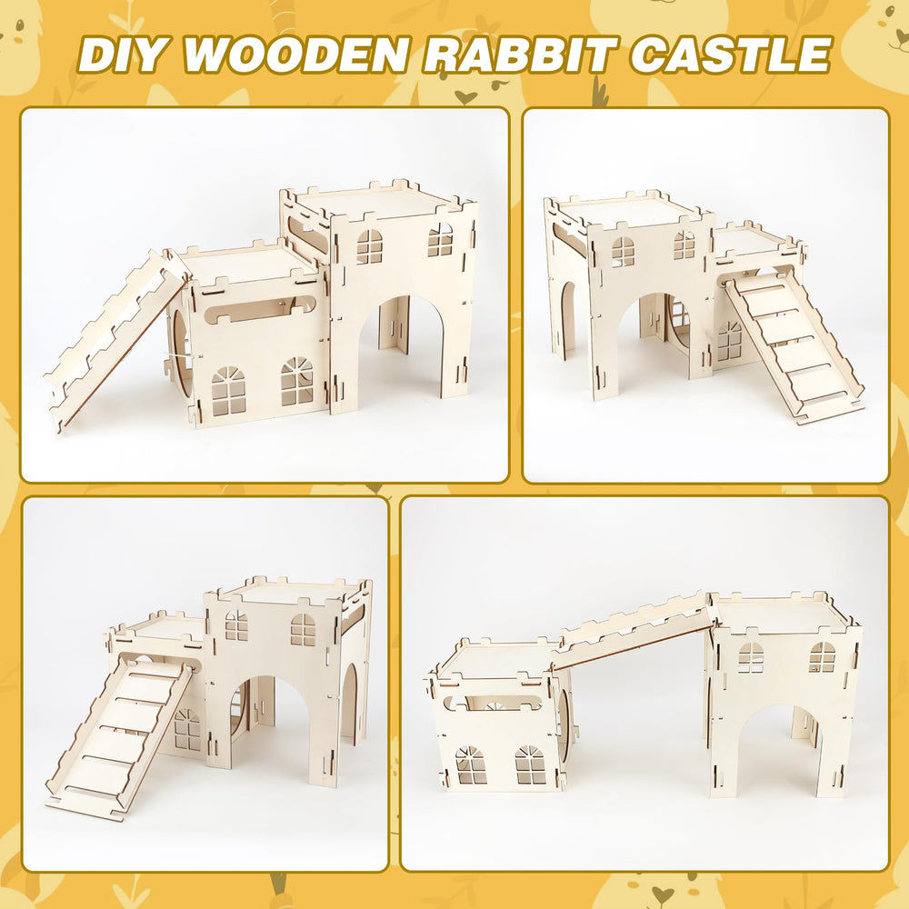 BWOGUE Extra Large Bunny Castle durable wood construction supports multiple pets