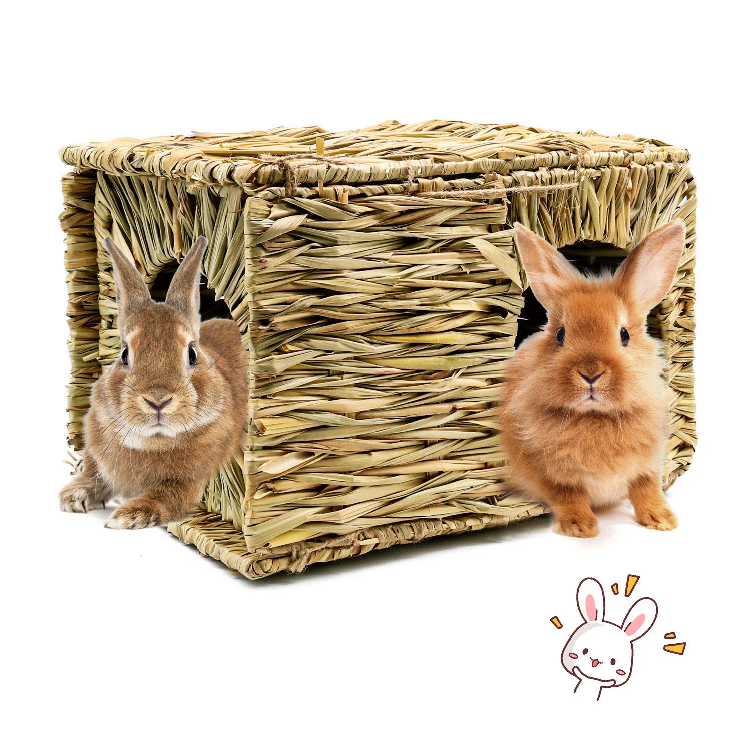 BWOGUE extra-large grass house for rabbits, a spacious hideaway for play and rest.