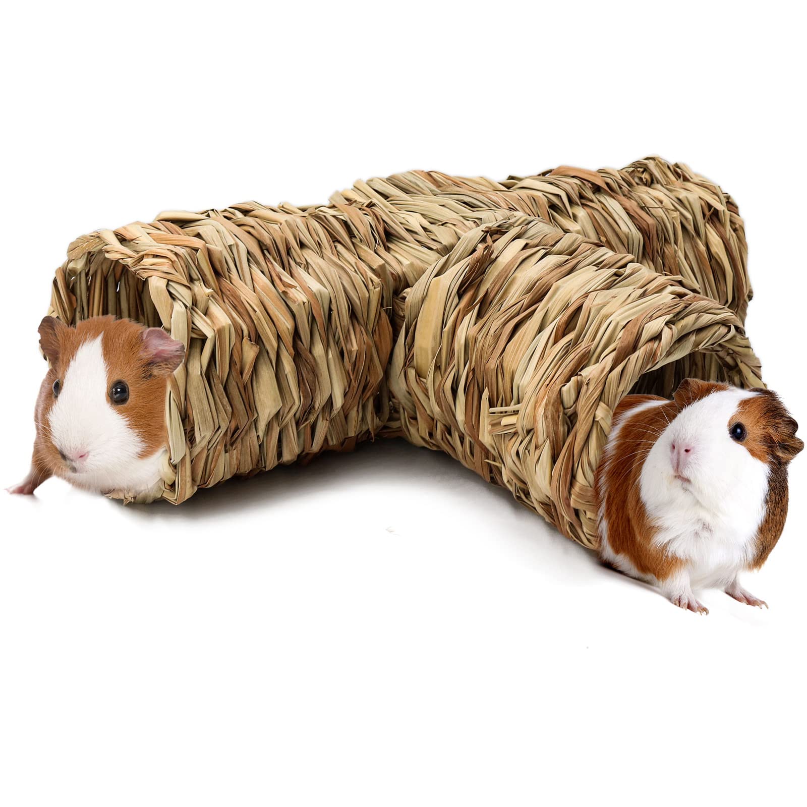 BWOGUE Grass Tunnel Nature's Hideaway with four entrances supports safe, interactive pet play.