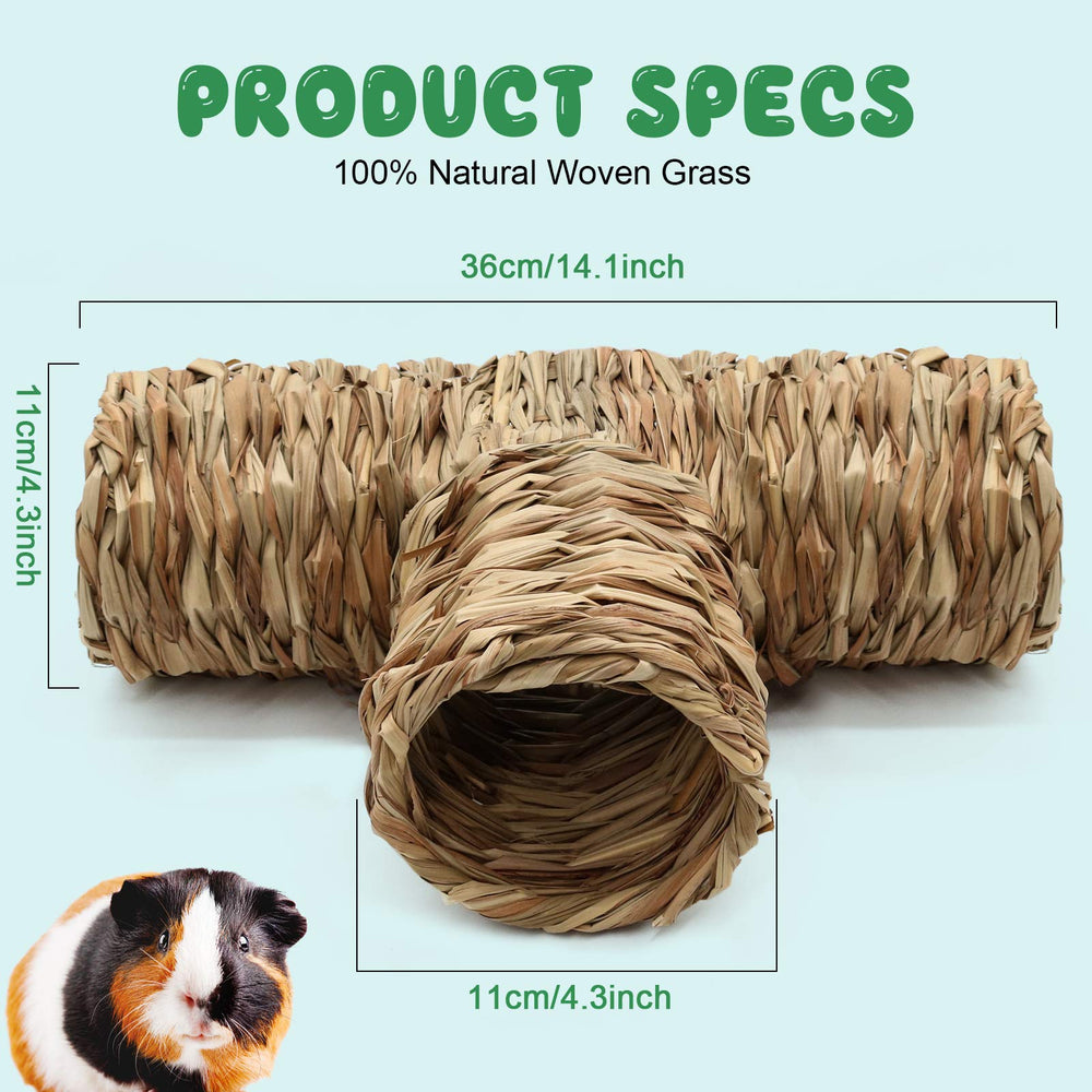 BWOGUE Grass Tunnel Nature's Hideaway uses natural grass materials for safe chewing and nesting.