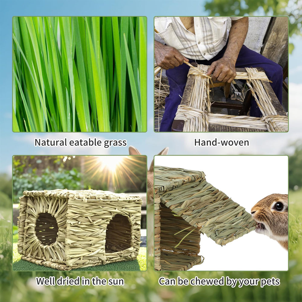 BWOGUE hand-woven grass hut detail, showcasing safe, chew-friendly material.