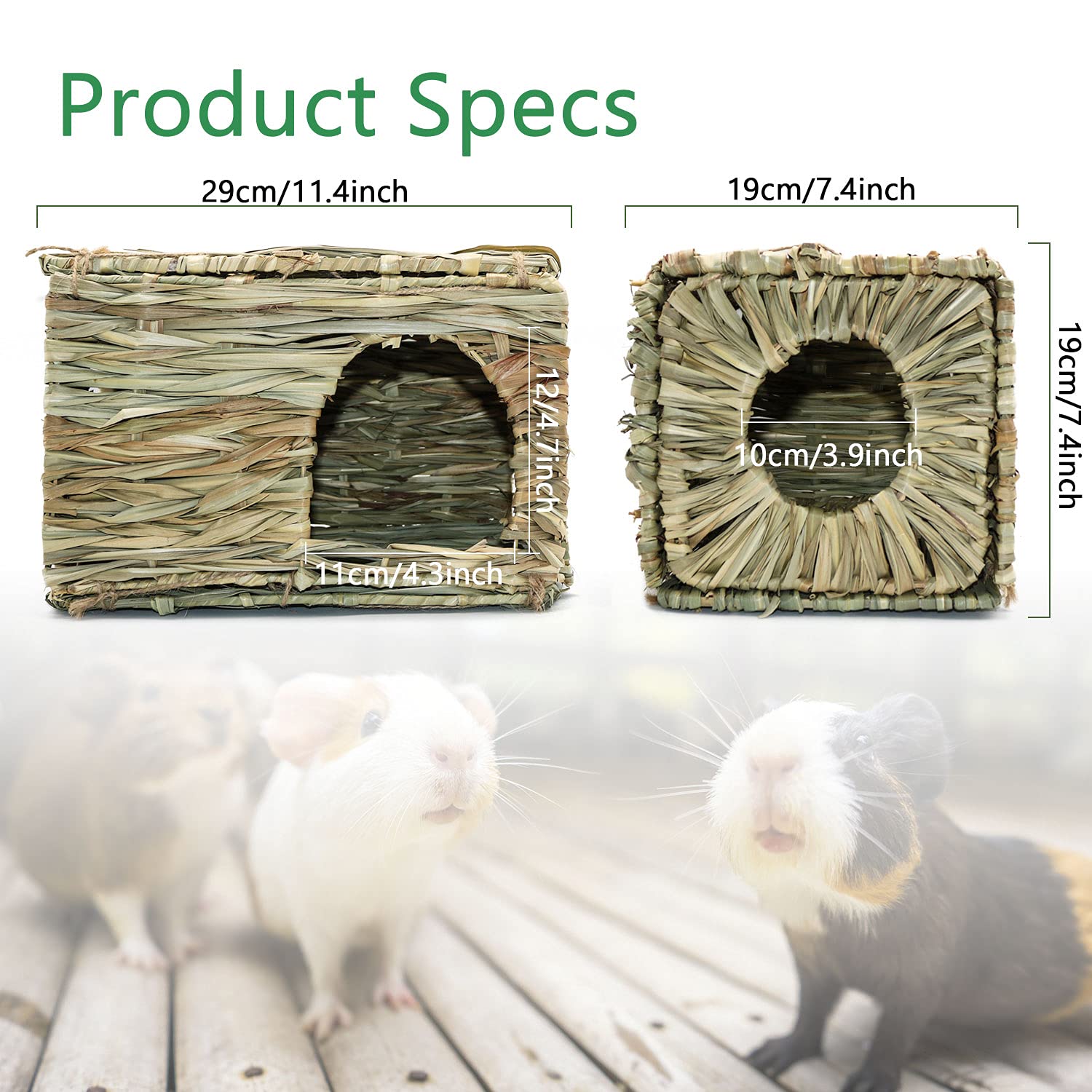 BWOGUE hand-woven grass material—natural chew-friendly shelter for small pets.