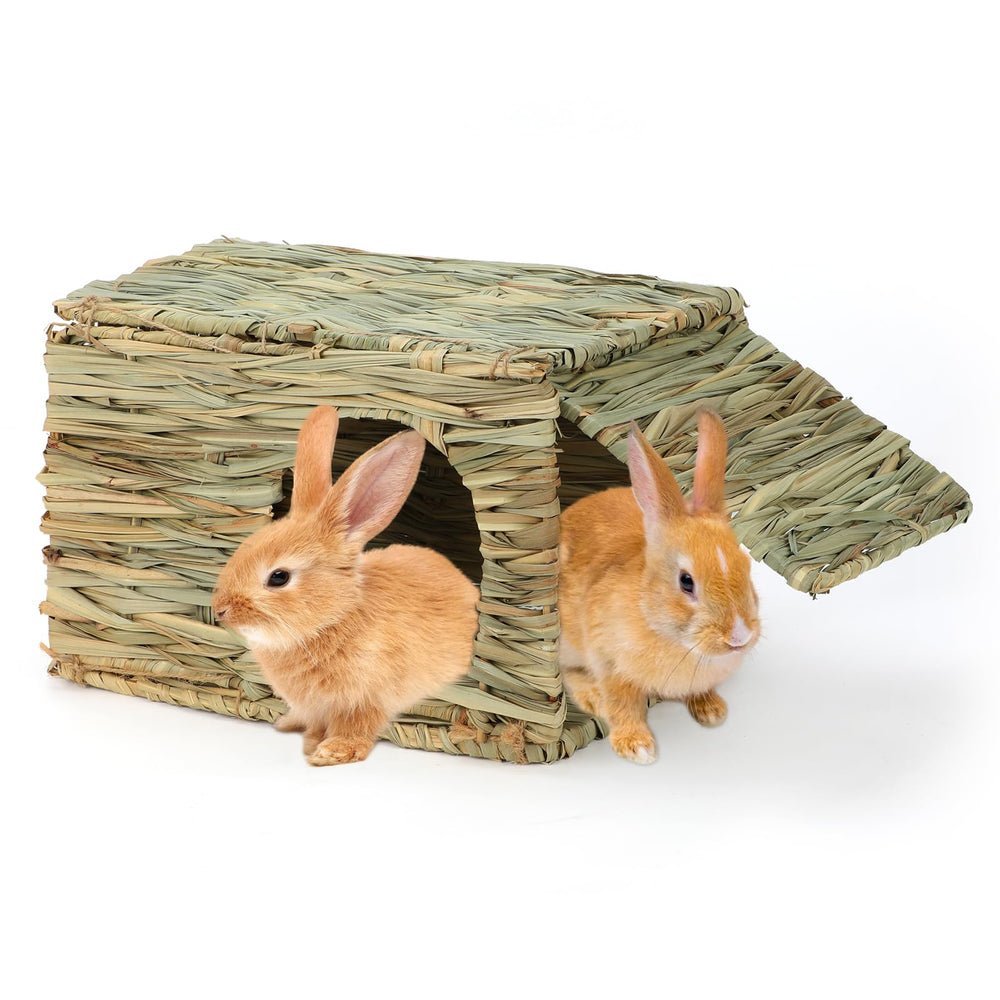 BWOGUE Large Bunny Grass House — cozy hideaway for rabbits and small pets.