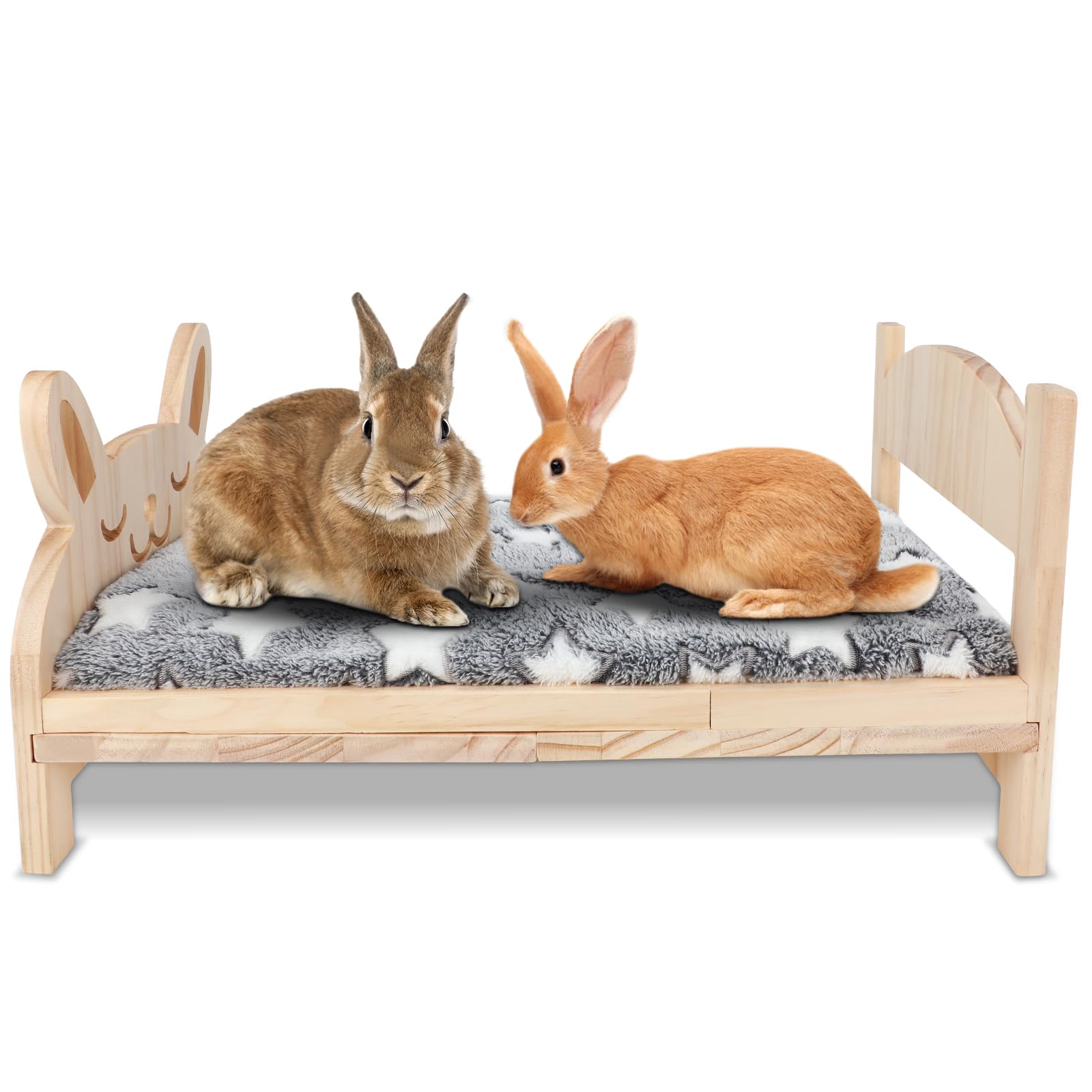 BWOGUE large wooden rabbit bed offers ample space for multiple pets.