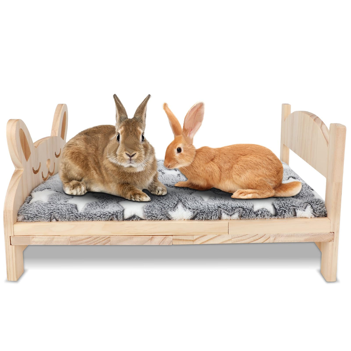 BWOGUE large wooden rabbit bed offers ample space for multiple pets.