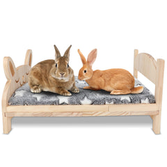 BWOGUE large wooden rabbit bed offers ample space for multiple pets.