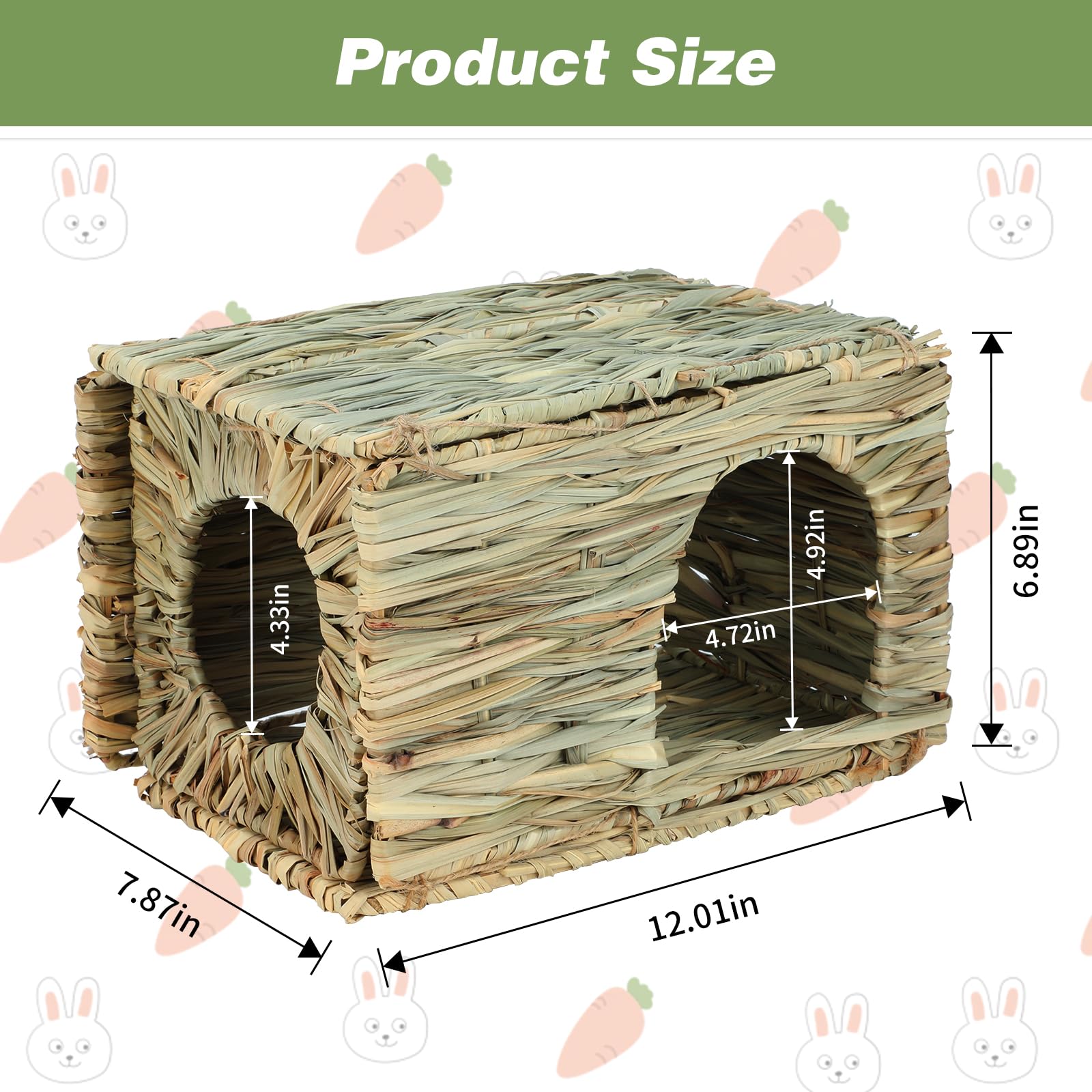 BWOGUE natural seagrass bed hideaway seen in product shot, provides natural bedding feel.