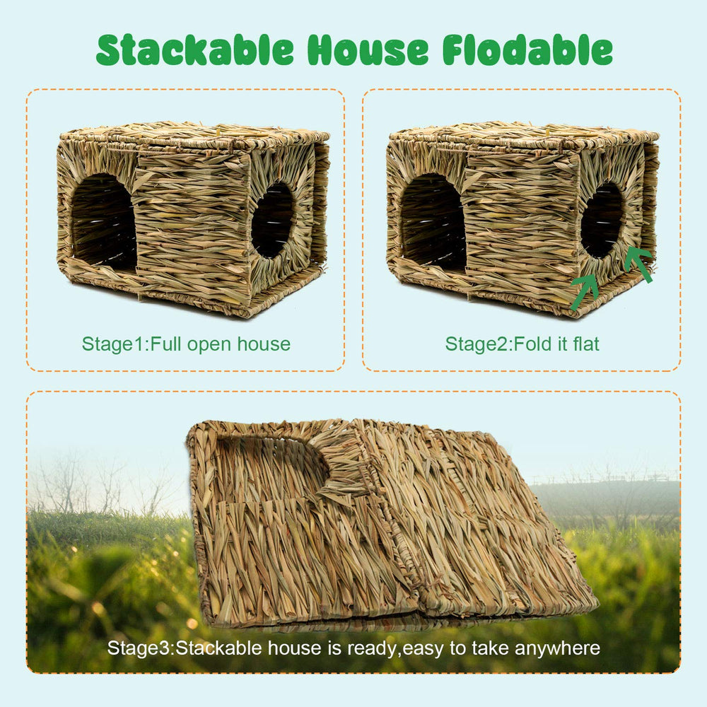 BWOGUE Pet-Safe Durable Woven Straw Habitat provides a sturdy play and nap space.