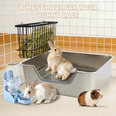 BWOGUE rabbit potty with hay feeder enables convenient dining area