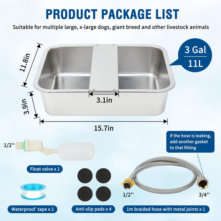 BWOGUE stainless steel large dog water bowl shows durable construction