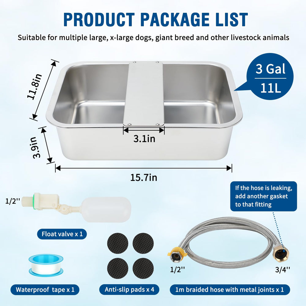 BWOGUE stainless steel large dog water bowl shows durable construction