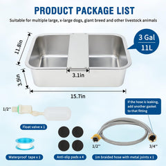 BWOGUE stainless steel large dog water bowl shows durable construction