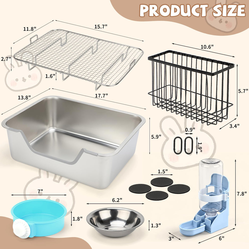 BWOGUE stainless steel rabbit litter box demonstrates durable, chew-proof construction