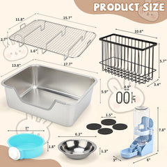 BWOGUE stainless steel rabbit litter box demonstrates durable, chew-proof construction