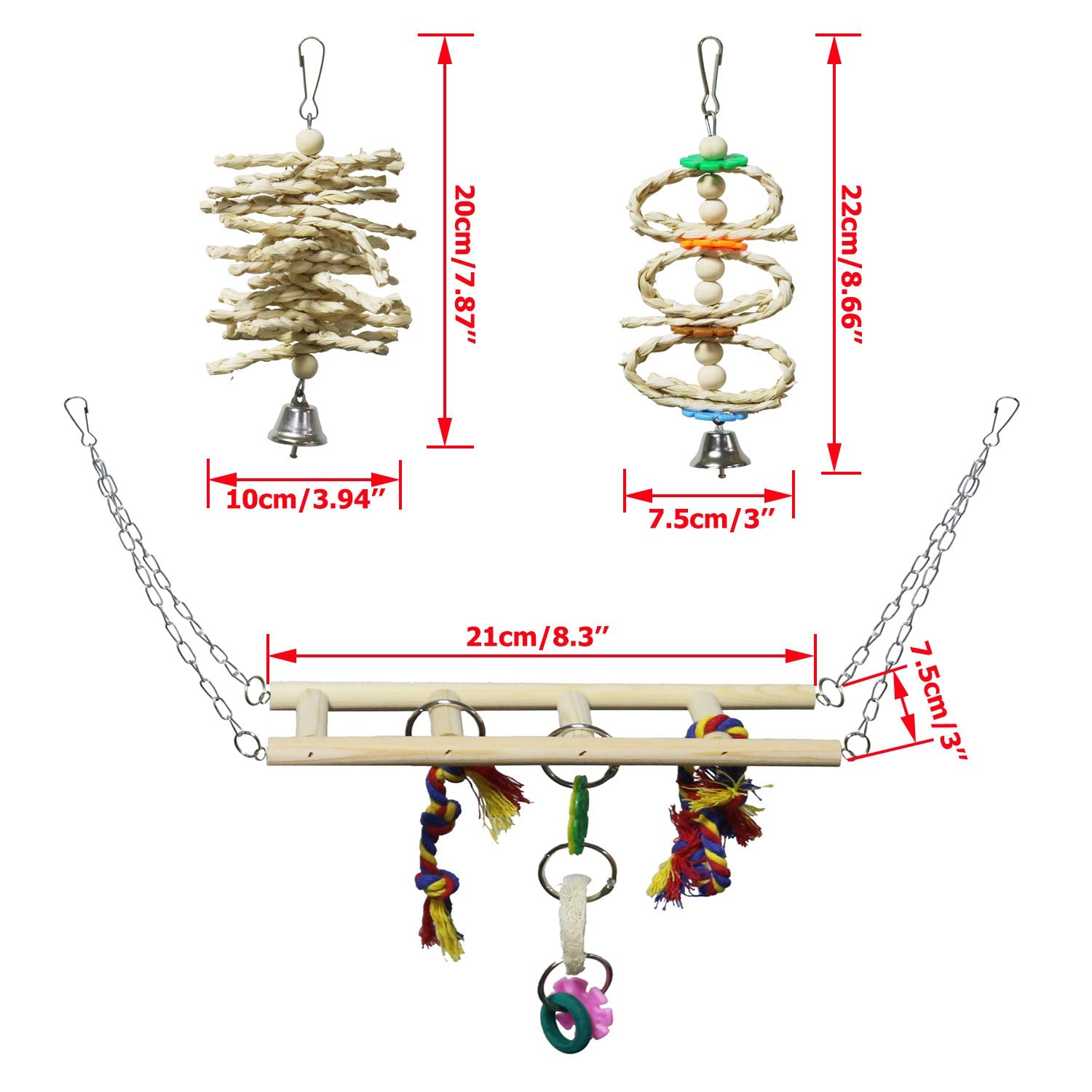 BWOGUE wooden bird toy with corn leaves for texture and chewing