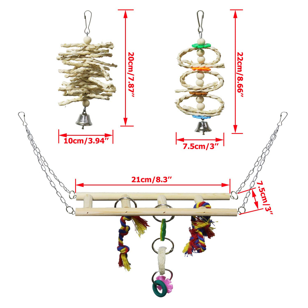 BWOGUE wooden bird toy with corn leaves for texture and chewing