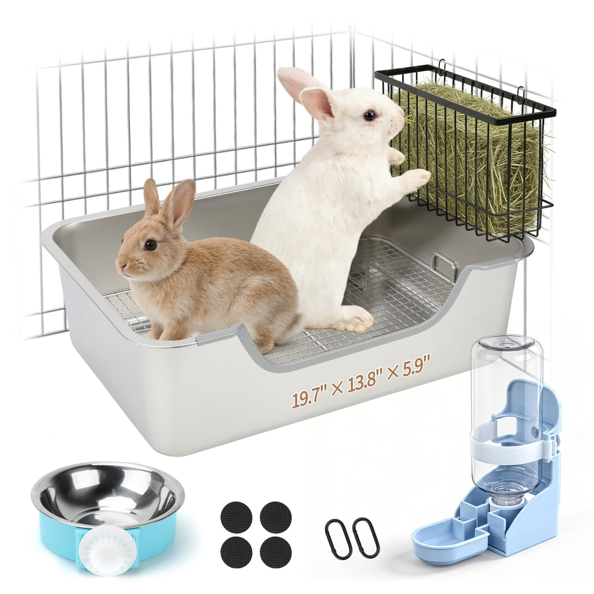 BWOGUE XL rabbit litter pan with high sides enhances mess containment and durability.