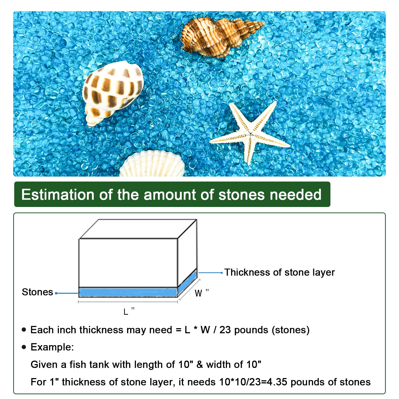 BXI colorfast blue glass gravel safe for aquatic life and plants.
