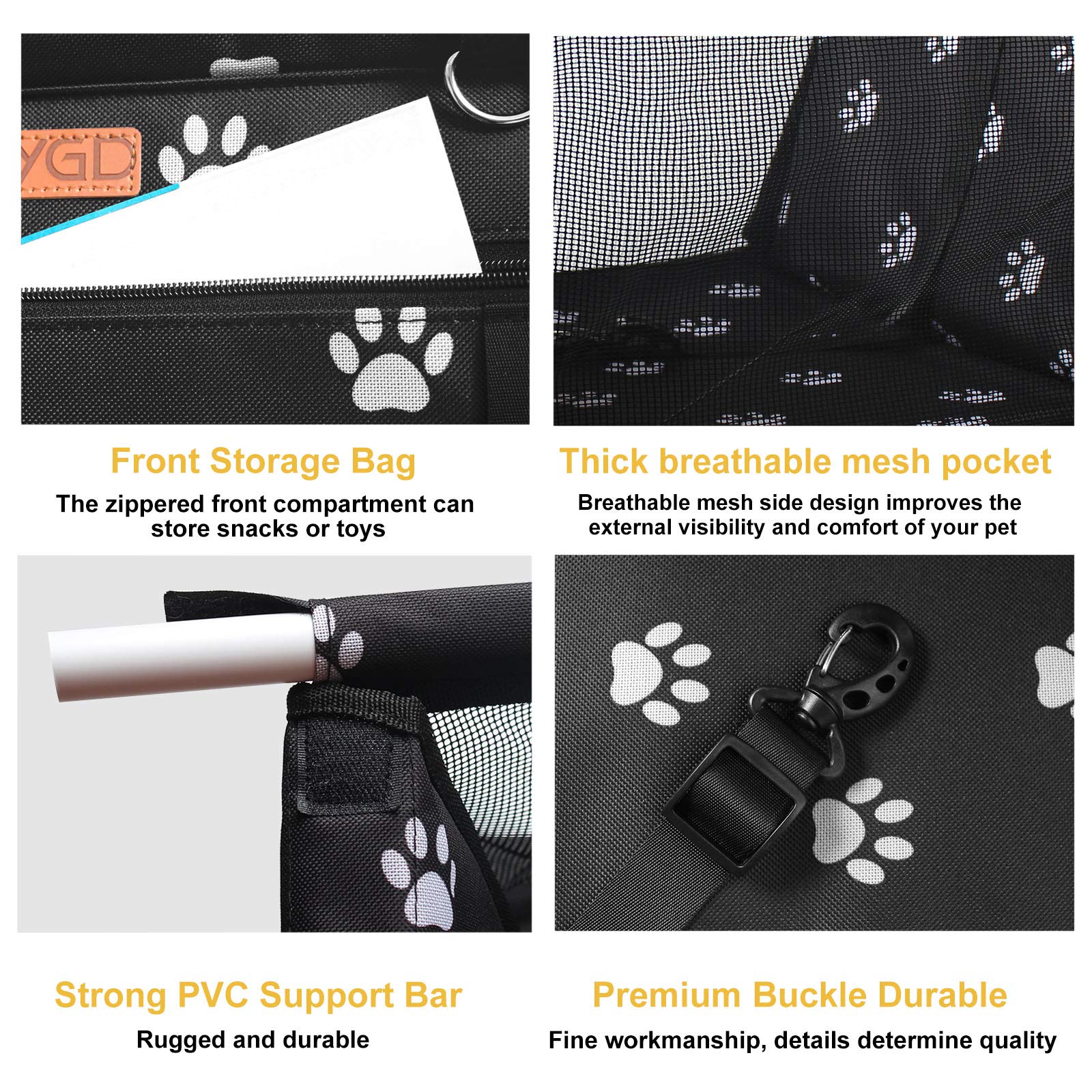BYGD Pet Dog Booster Seat back view with safety straps for secure trips