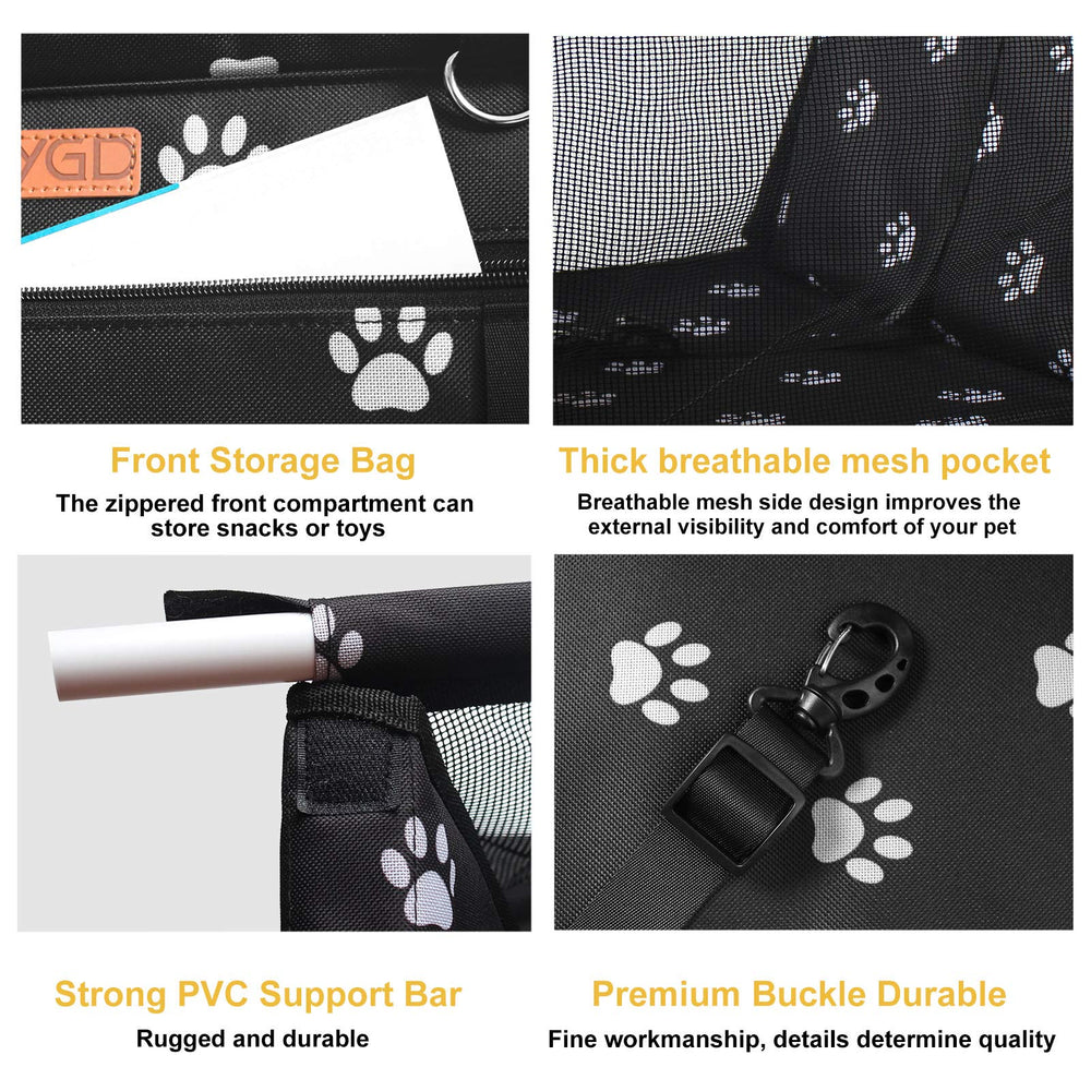 BYGD Pet Dog Booster Seat back view with safety straps for secure trips