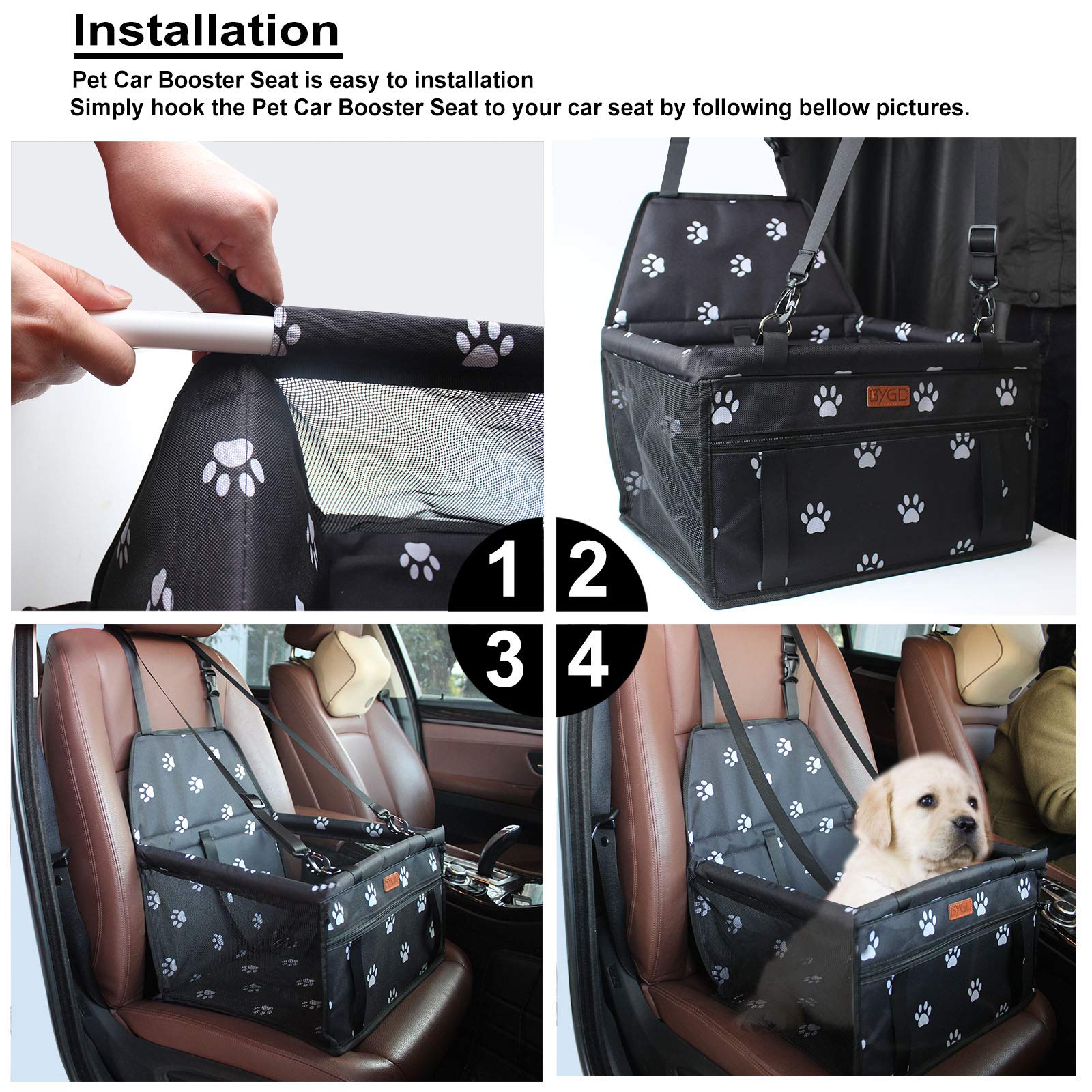 BYGD Pet Dog Booster Seat folded storage demonstrating compact portability