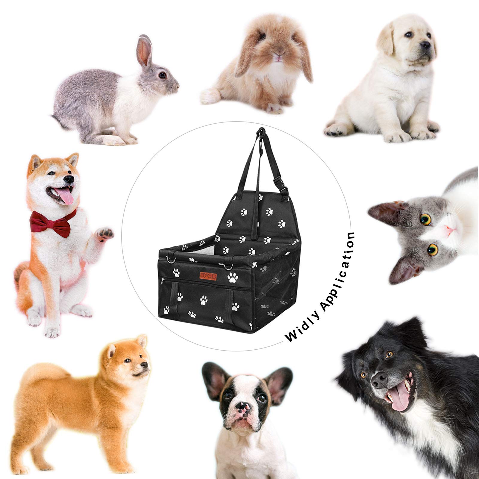 BYGD Pet Dog Booster Seat in-use image showcasing portable comfort on car journeys