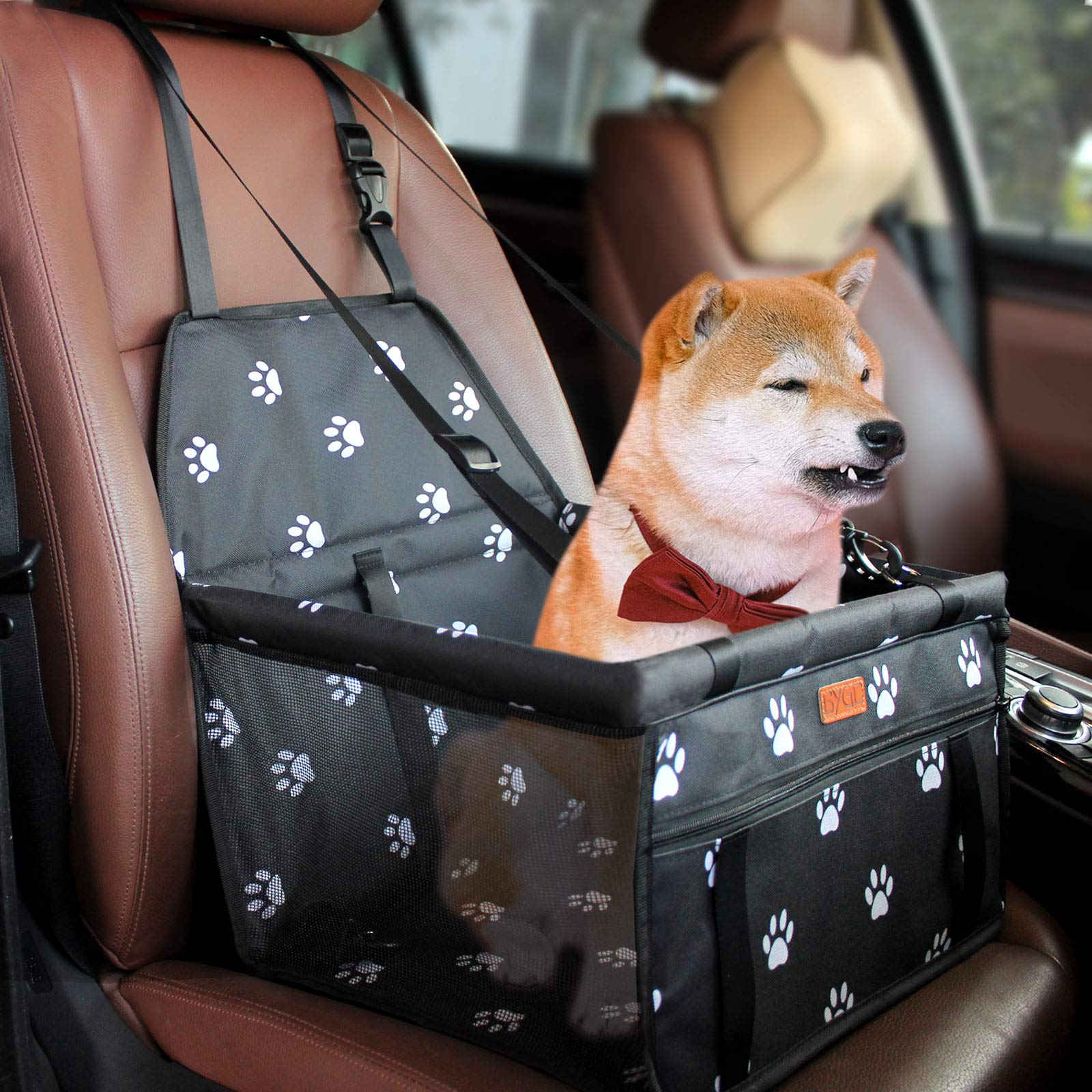 BYGD Pet Dog Booster Seat side view with foldable design for easy storage