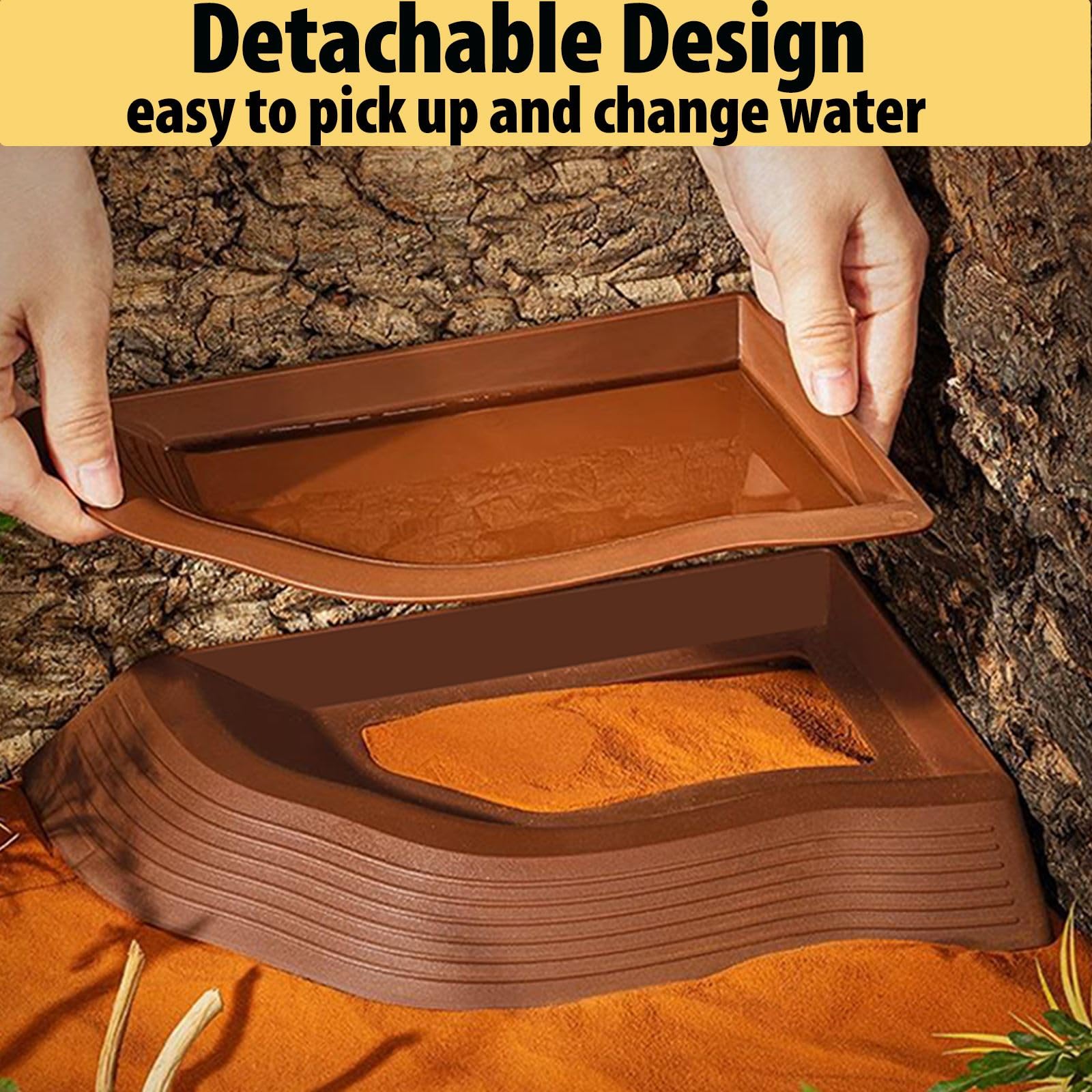 BZCWHWY leaf-shaped small dish blends into habitat while providing drinking and feeding.
