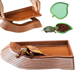 BZCWHWY tortoise water dish with ramp offers easy entry for reptiles.