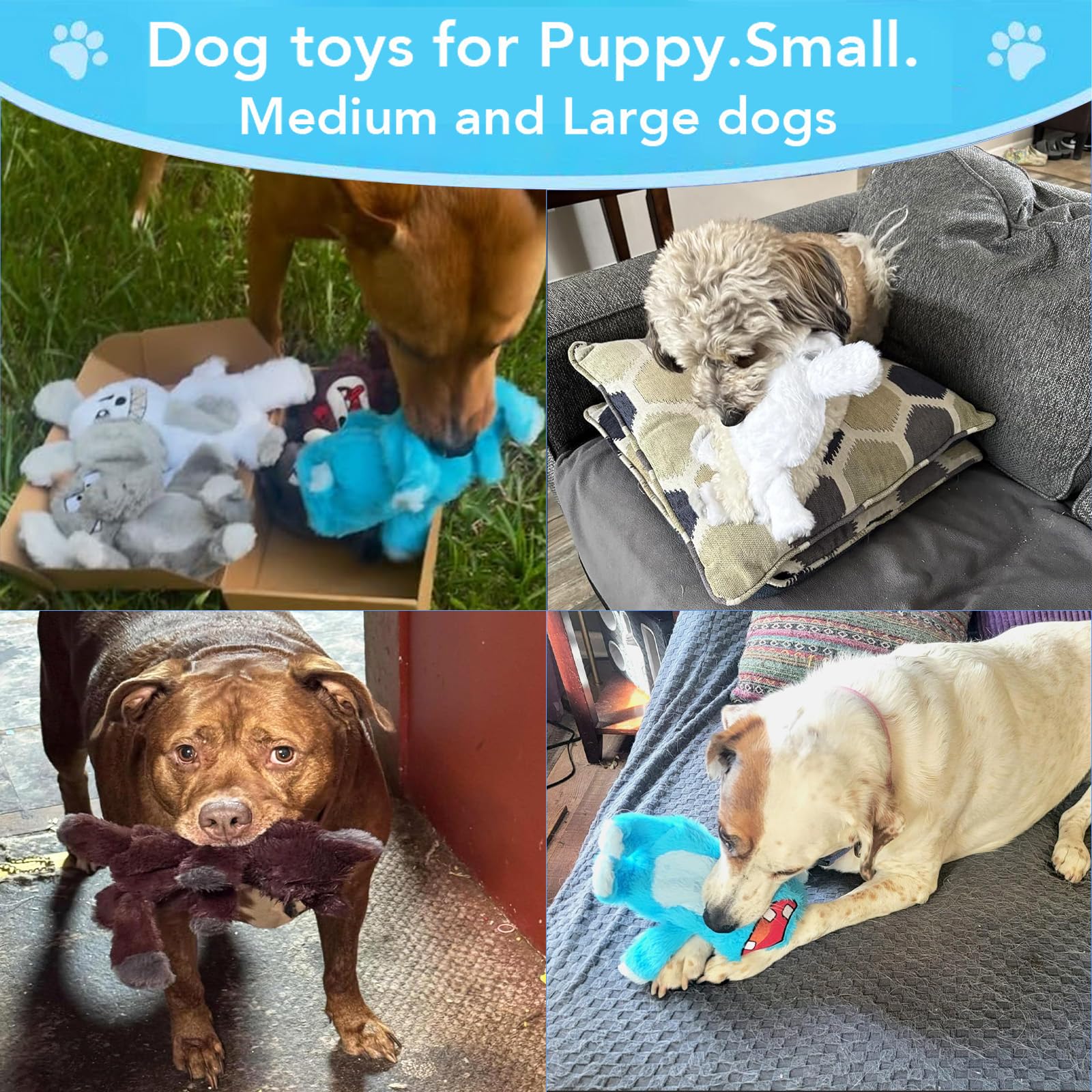 Bzonsmart wolf dog toy with squeaker and crinkle for active engagement