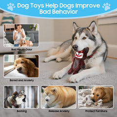 Bzonsmart wolf plush dog toy for fetch, tug, and mental stimulation.