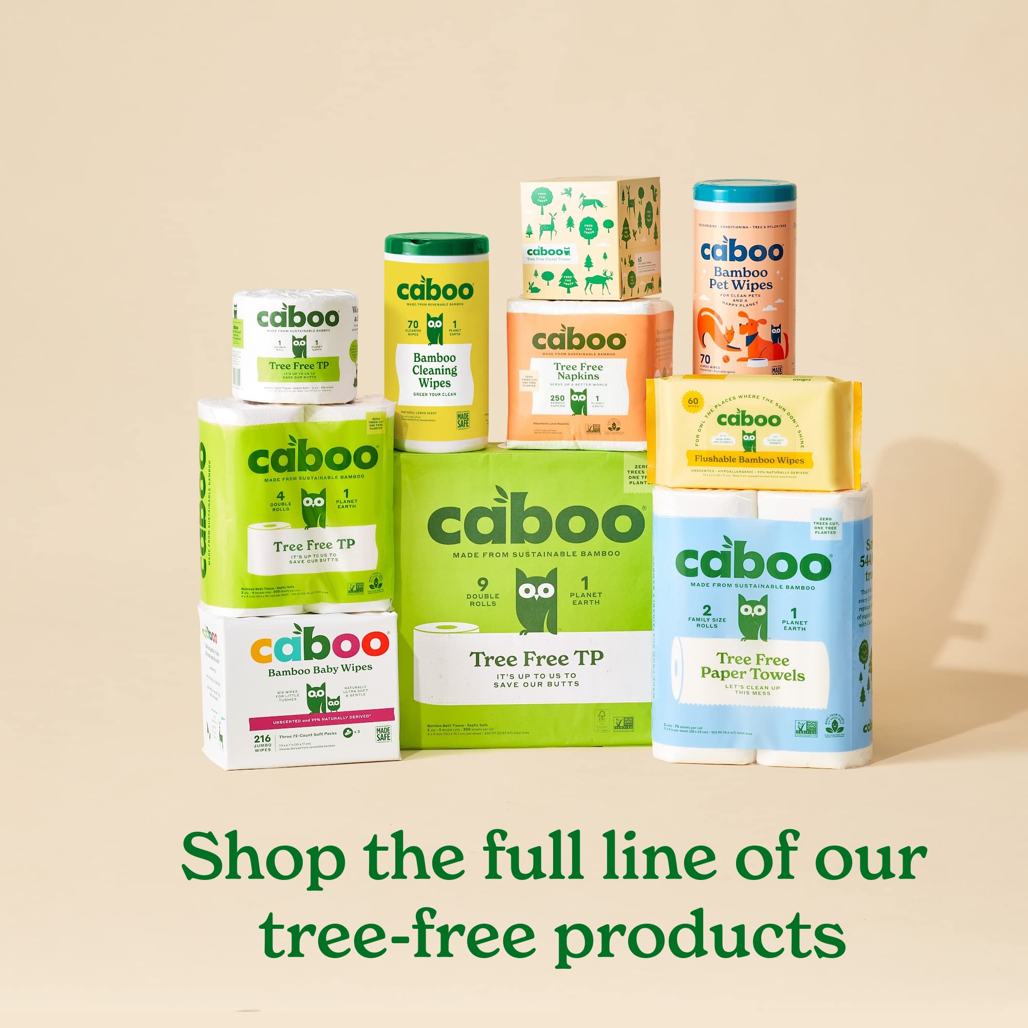 Caboo Tree Free wipes in an easy-dispense container for mess-free use