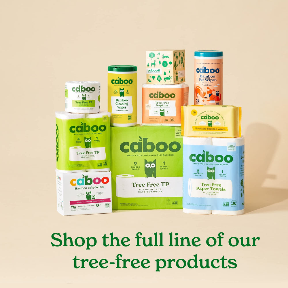 Caboo Tree Free wipes in an easy-dispense container for mess-free use