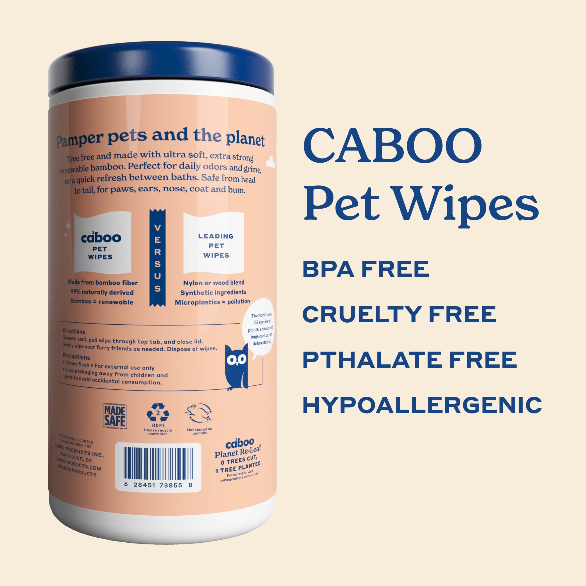 Caboo Tree Free wipes for face, safe for sensitive skin