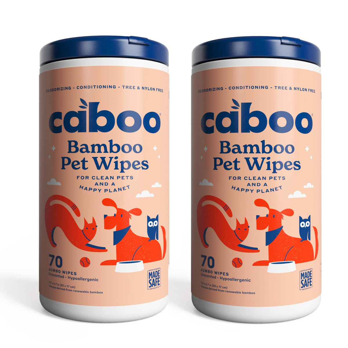 Caboo Tree Free pet wipes with textured cloth for debris removal