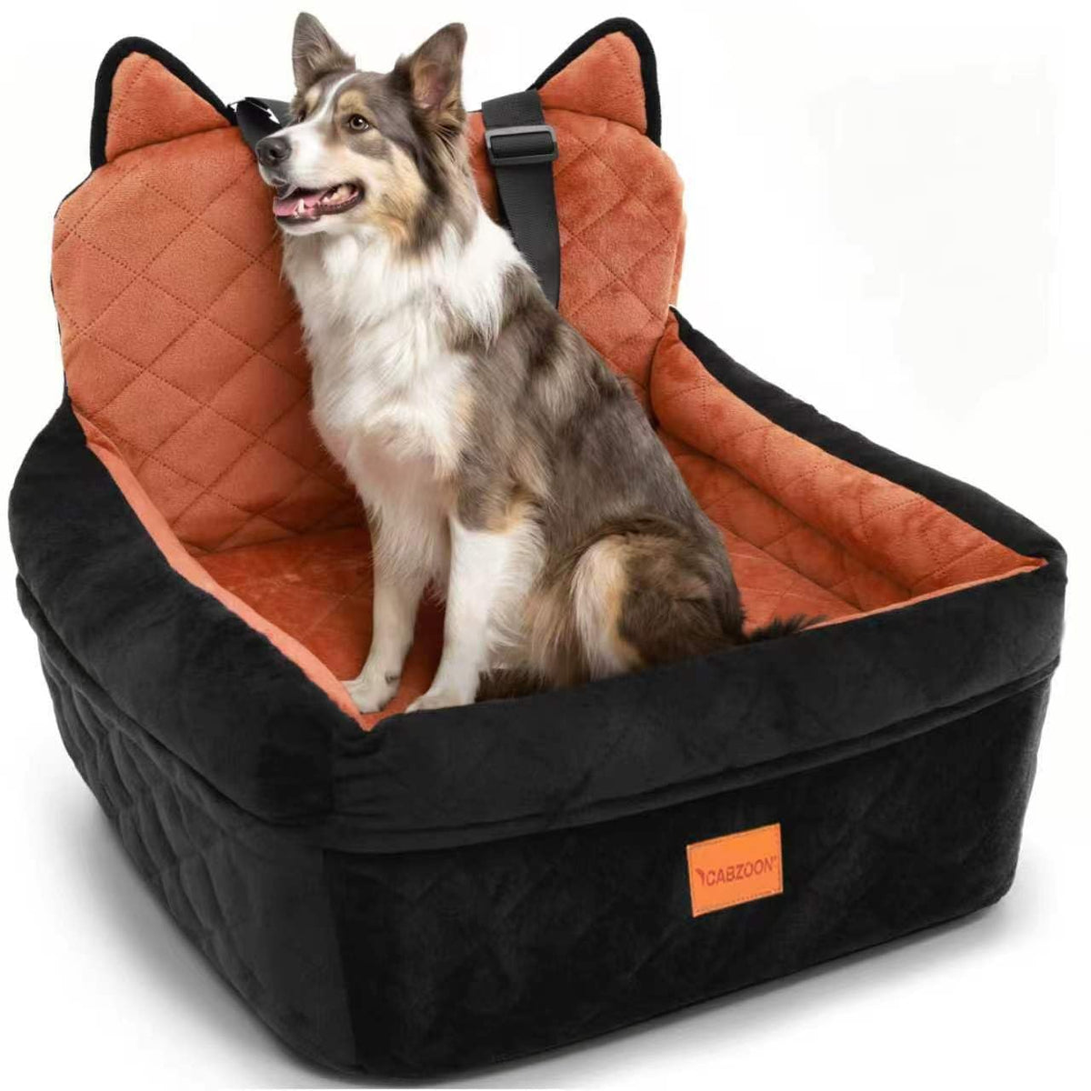 CABZOON dog booster seat with elevated view for calmer, more engaging rides.