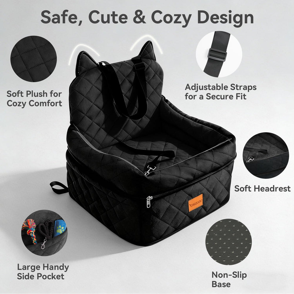 CABZOON booster seat safety leash and belts keep small dogs secure