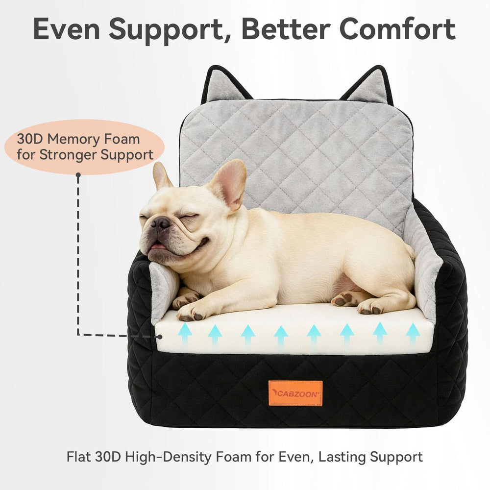 CABZOON dog car seat safety harness keeps small dogs secure on the road.