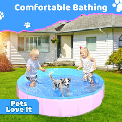 CACSPS foldable dog pool with anti-slip bottom for stable splash time.