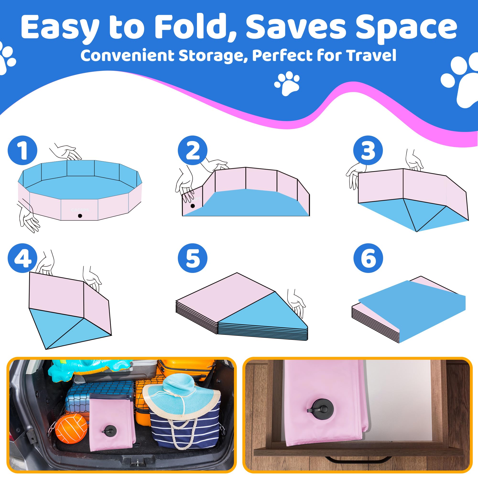 CACSPS foldable pet pool multi-use for dogs, kids, and play.