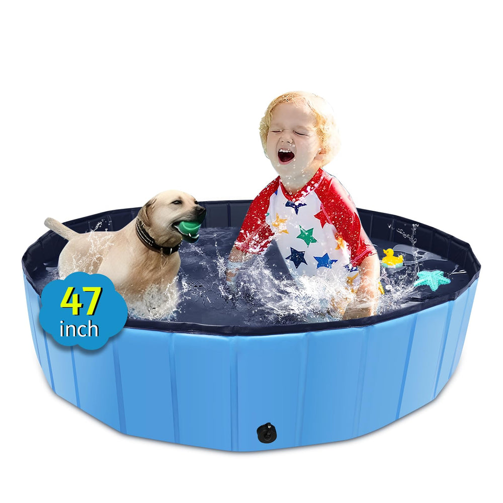 CACSPS foldable dog pool folded for easy storage and transport