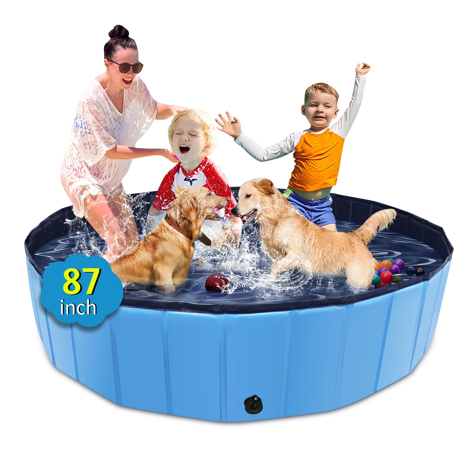 CACSPS foldable dog pool 87x14 blue—easy setup for quick outdoor cooling.