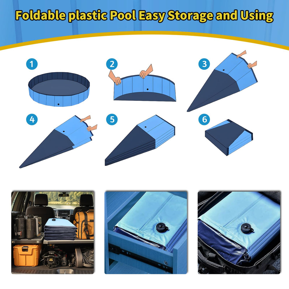 CACSPS Foldable Dog Pool blue compact storage for easy transport