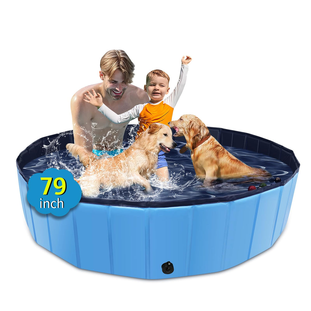CACSPS Foldable Dog Pool blue open view for quick setup and cooling