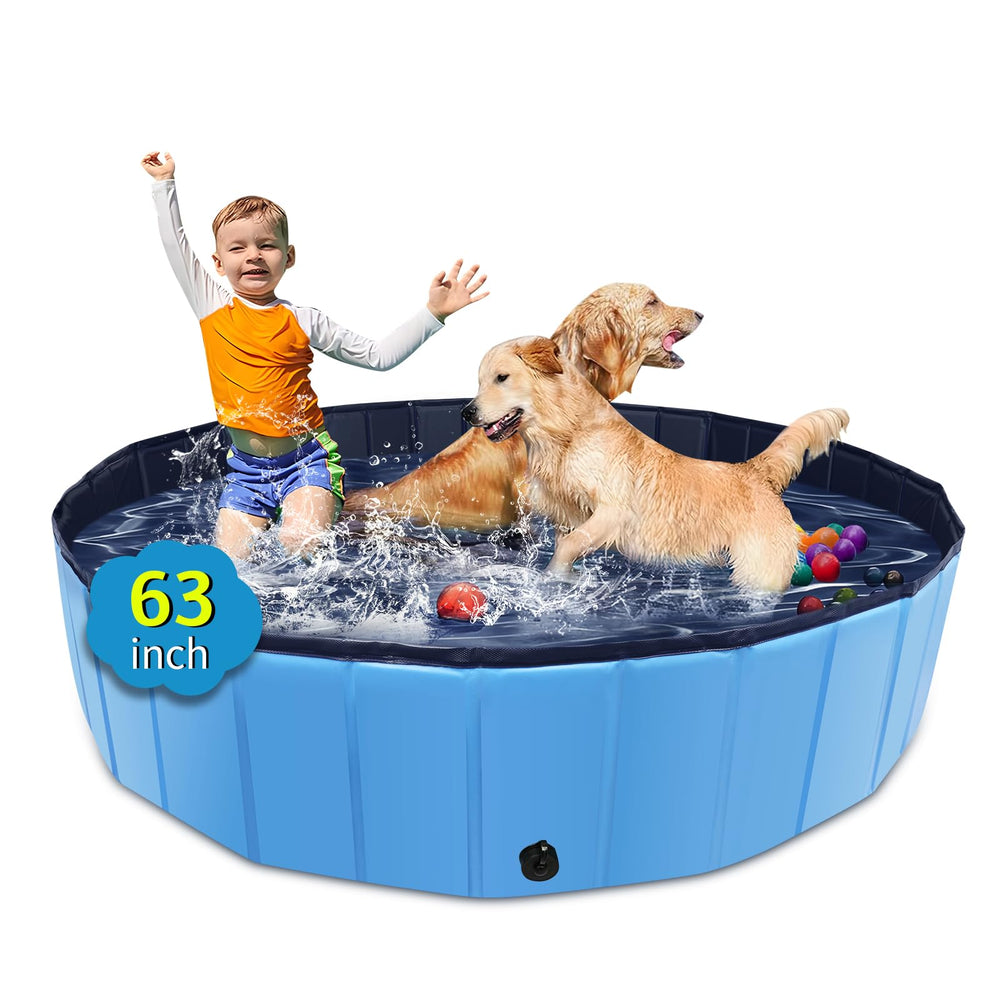 CACSPS foldable dog pool laid out outdoors for easy pet cooling