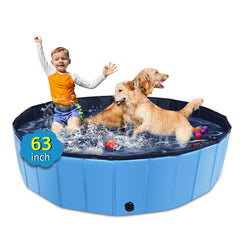 CACSPS foldable dog pool laid out outdoors for easy pet cooling