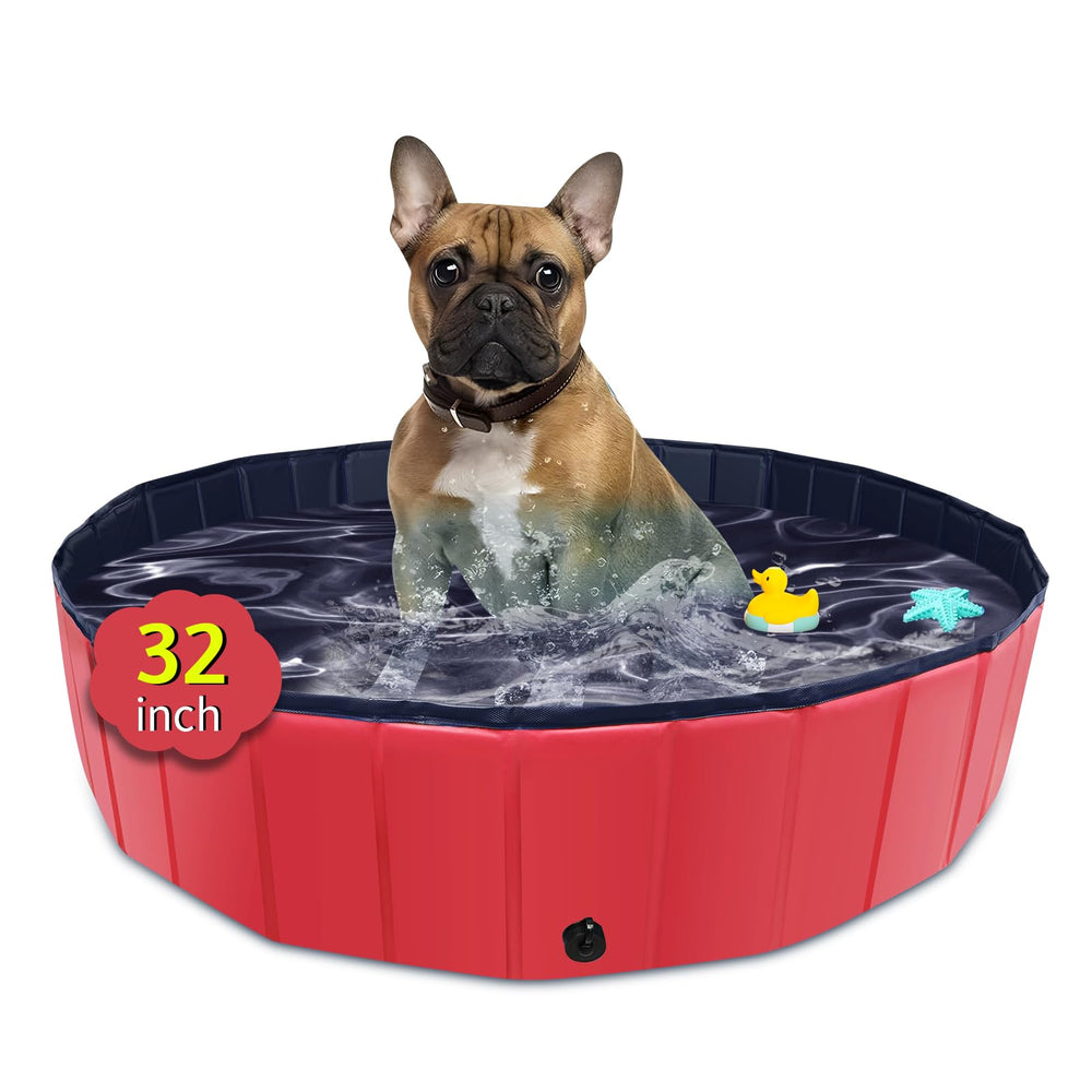 CACSPS foldable dog pool side view showing easy portability for outdoor fun