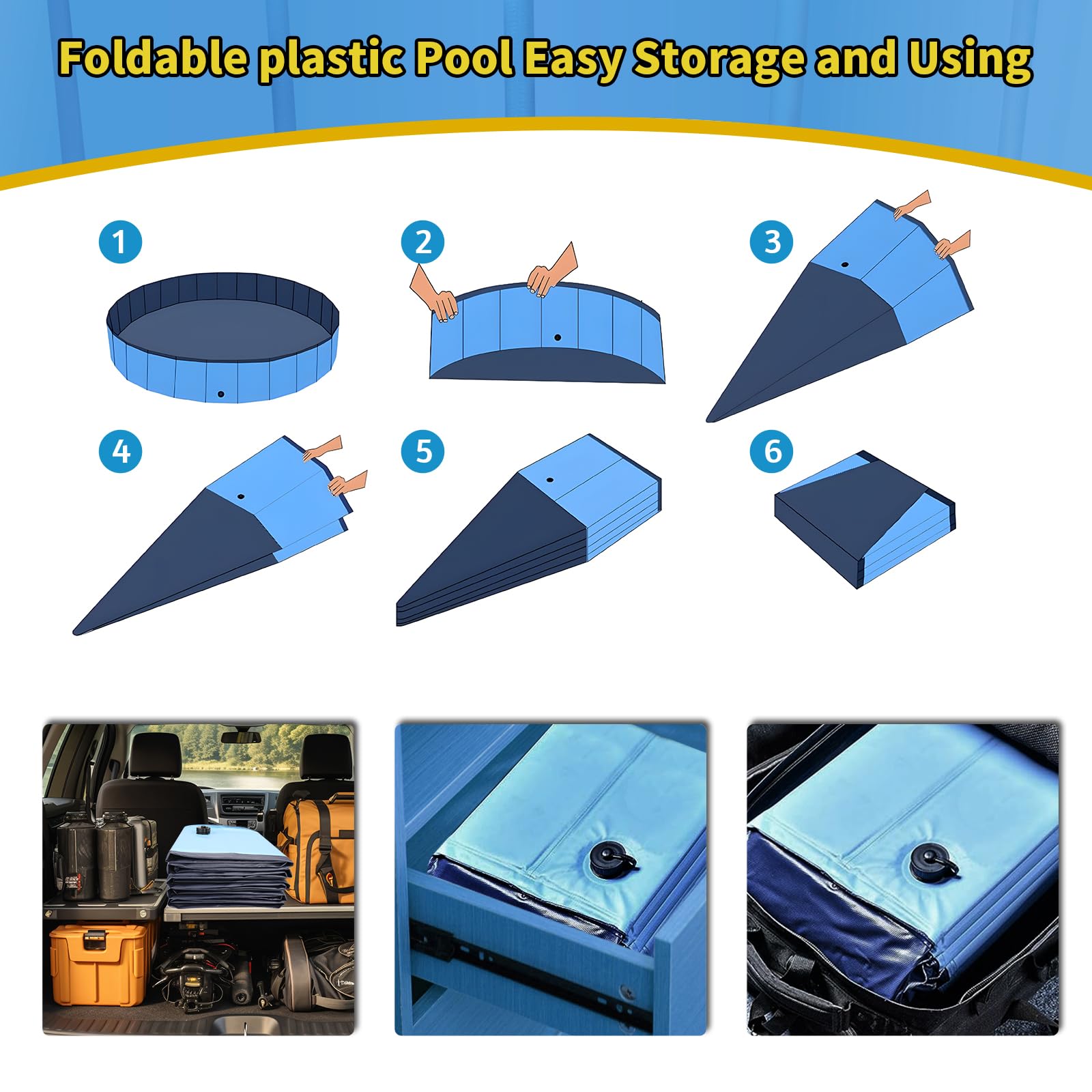 CACSPS foldable pool compactly stored for easy portability