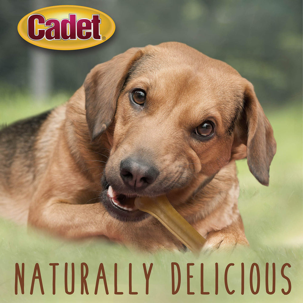 Cadet beef-hide bone pack display presents a long-lasting, savory chew option for dogs.
