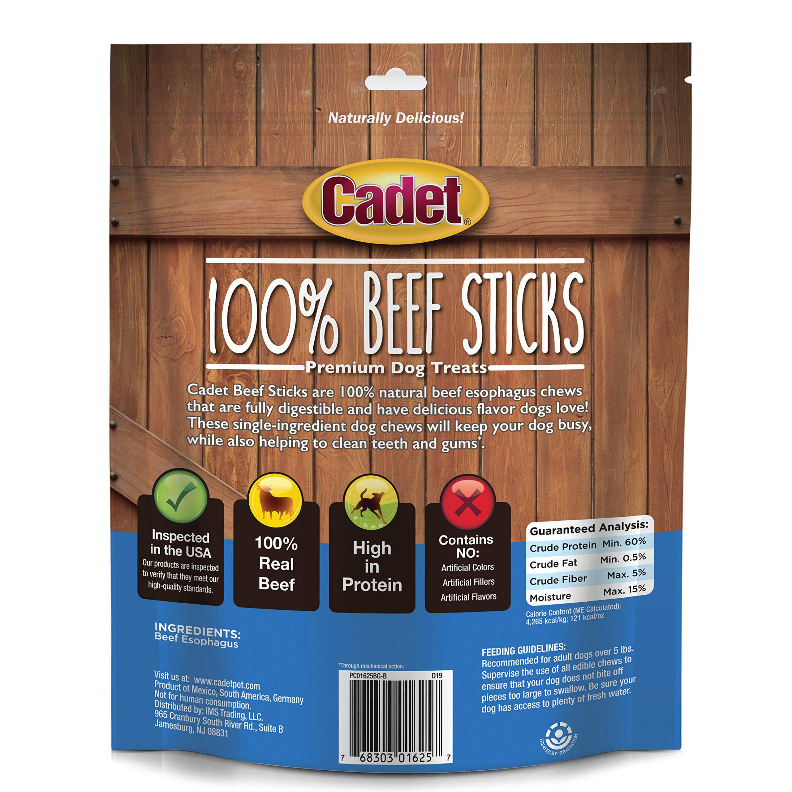 Cadet beef sticks suitable for small and large breeds.
